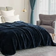 thumbnail image 3 of Exclusivo Mezcla Plush Fuzzy Fleece Twin Size Blanket, Super Soft Fluffy and Thick Blankets (Navy Blue, 90"x66"), 3 of 7