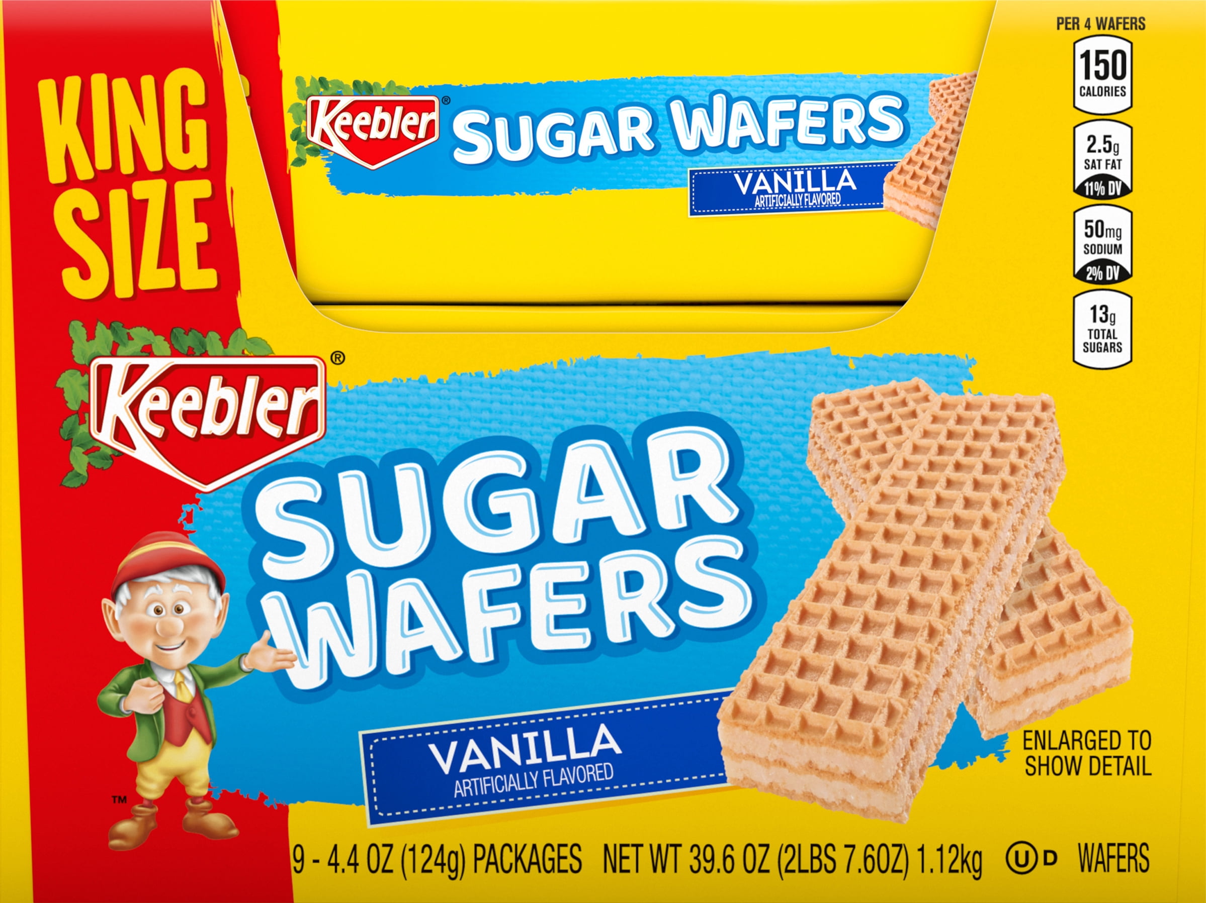 Keebler Vanilla Sugar Wafers, 4.4 oz King Size Bars 9 Count