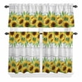 thumbnail image 2 of Kitchen Window Curtains Valance and Tier Set, Rustic Watercolor Sunflower Leaf Rod Pocket Tier Curtain Valance Set, Pastoral Floral on Wood Grain Light Filtering Cafe Curtains for Bedroom, 2 of 9