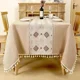 thumbnail image 3 of Mantel Rectangular resistente a las arrugas, impermeable, lavable, cubierta de mesa de granja con borlas, 3 of 5
