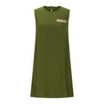 thumbnail image 4 of Summer Saving Wycnly Womens Dresses Beach Loose Lightweight Swing Tank Midi Sundress with Pocket Summer Solid Round Neck Sleeveless Formal Knee-Length Dress Army Green m, 4 of 7