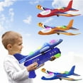 thumbnail image 3 of Daupanzees 2 pcs Foam Airplane Toys, Foam Glider, Outdoor Flying Toy Gifts for Kids 4-12Y, Throw Plane Boy Toys Outside Summer Games Red, 3 of 8