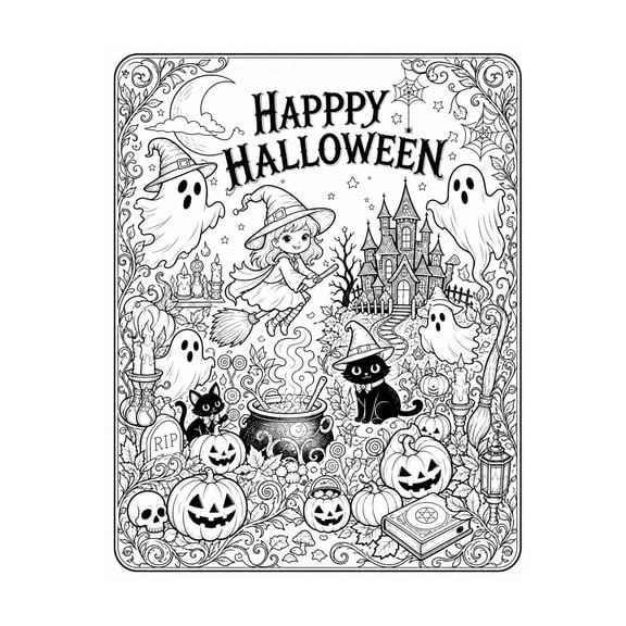 DIY Halloween Coloring Blankets for Adults Kids, 50"×60" Large Washable Reusable Color Blanket with Markers 24pc, Creative Personalized Blanket for Indoor Outdoor Art Painting Activity