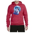 thumbnail image 2 of Wolf Howling at the Moon | Mens Animal Lover Hooded Sweatshirt Graphic Hoodie, Vintage Heather Red, 3XL, 2 of 3