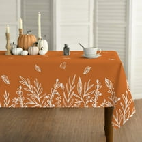 Fall Tablecloth 60x60 Inch Square, Thanksgiving Autumn Harvest Orange Wild Flowers Table Cover for Party Picnic Dinner Decor