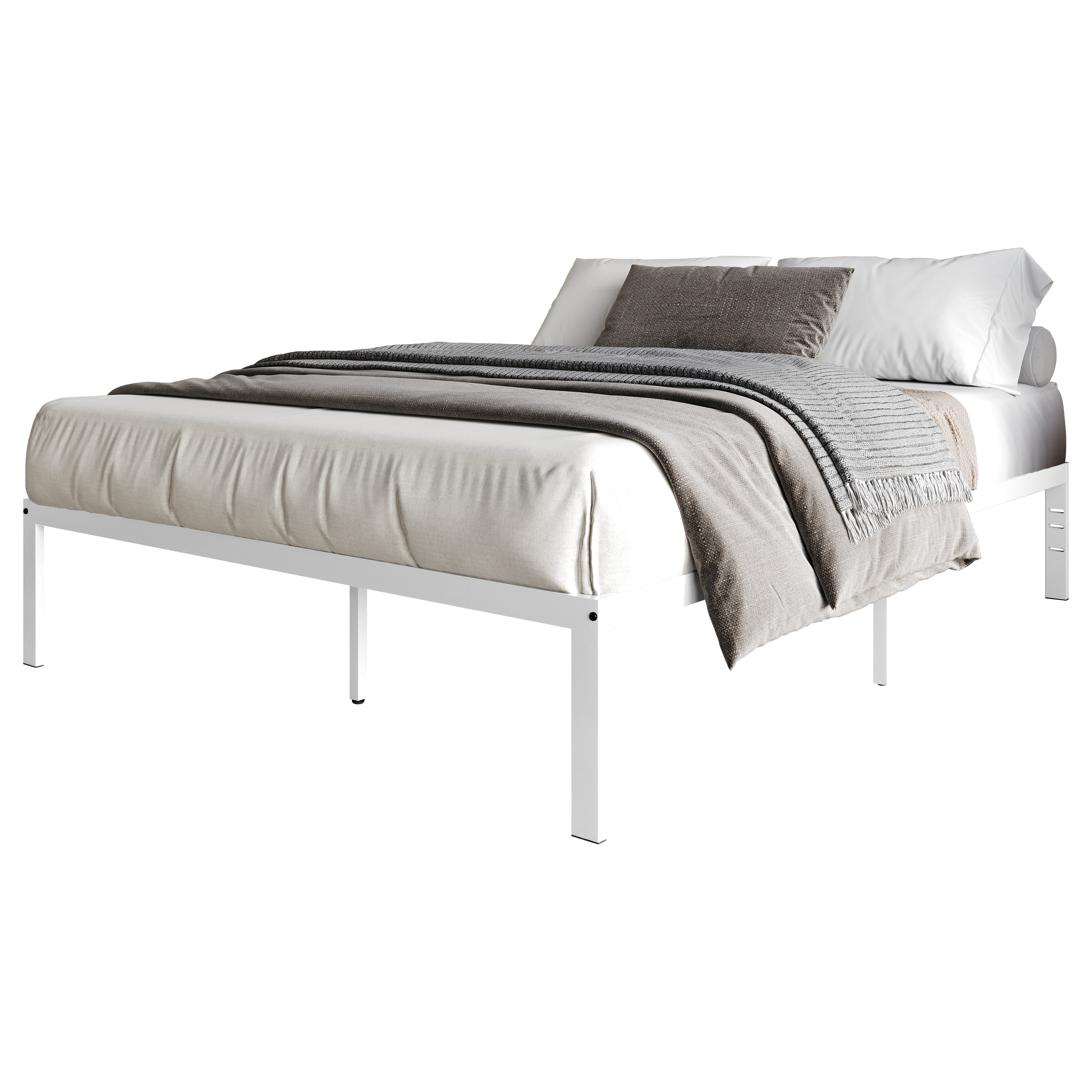 Castle Place Minimalist Metal Platform Bed Twin, White