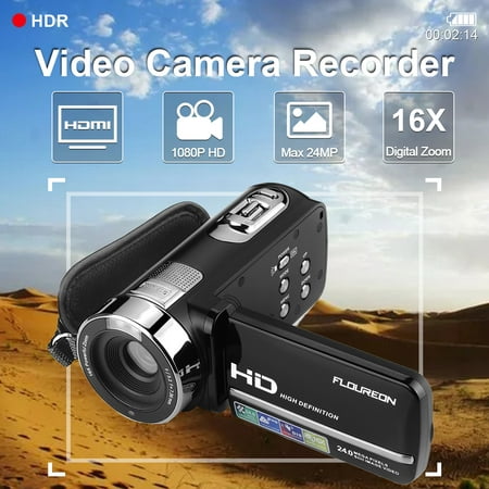 FLOUREON 1080P FULL HD Camcorder Digital Video Camera DV 3.0 TFT LCD Screen 16x Zoom 270 Degrees Rotation for Sport/Youtube/Short Films Video Recording (Best Camera For Recording Youtube Videos)