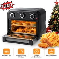 VUSIGN 1300W 6-in-1 Air Fryer Toaster Oven with Convection, 13QT, Oil-Less Air Fry, Roast, Bake Broil Toast, Timer, Stainless Steel, Black