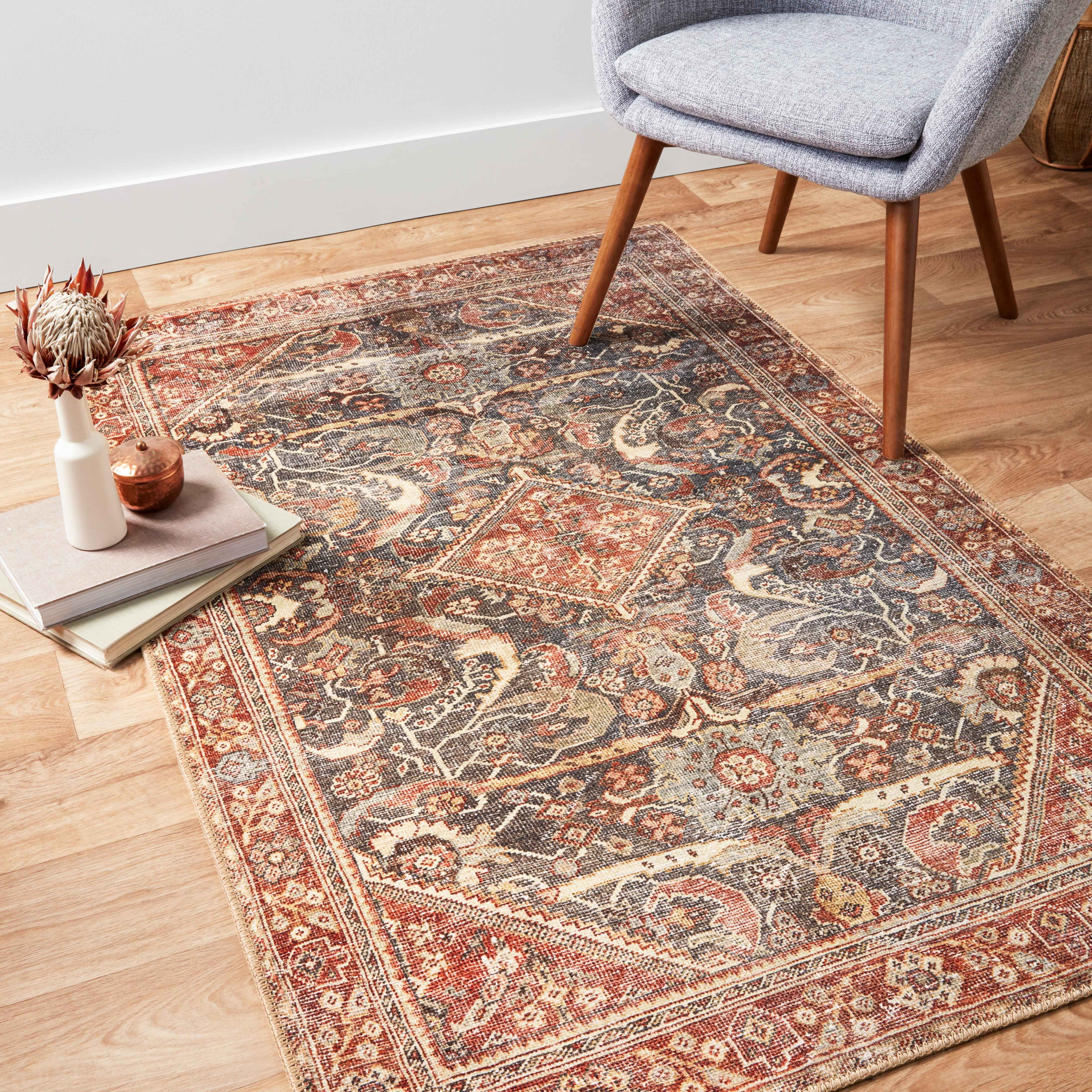 Echo Loom Grand Havana Charcoal / Brick 3'-6" x 5'-6" Accent Rug