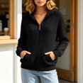 thumbnail image 2 of XAOFW Knit Hoodies For Women Solid Color Long Sleeve Hooded Sweatshirt Autumn Winter Relaxed Fit Pullover Hoodie With Pockets Breathable Tops L, 2 of 6