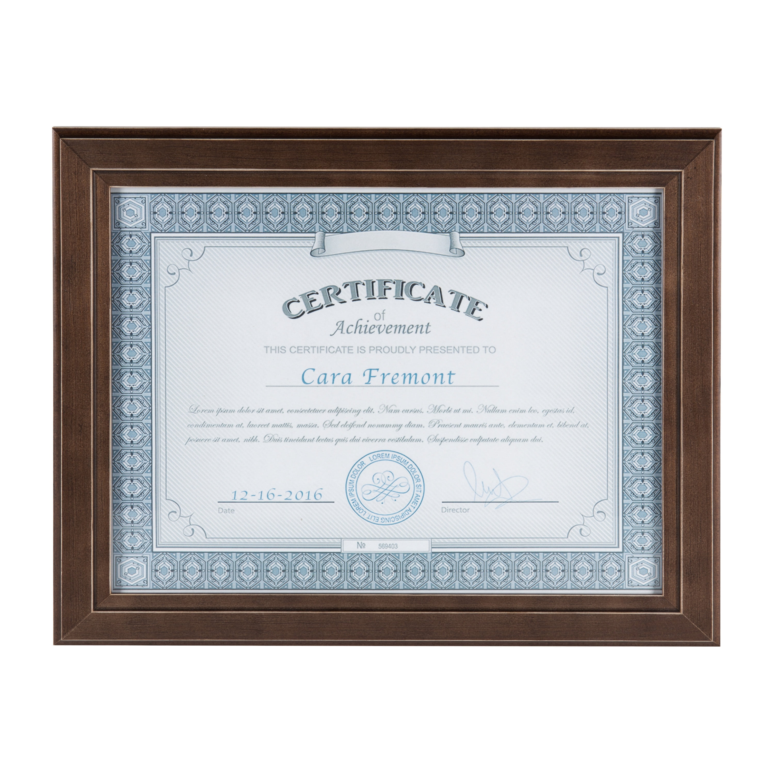 DesignOvation Kieva Solid Wood Document Frames, Distressed Espresso Brown 8.5x11, Pack of 6