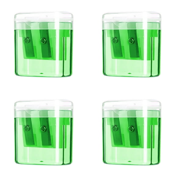 KeirineCC 4PCS Pencil Sharpeners,Manual Pencil Sharpener with Lid,Handheld Pencil Sharpener for Colored Pencils,Protable Pencil Sharpener for Study,Dual Holes Pencil Sharpener for Class Office,Green