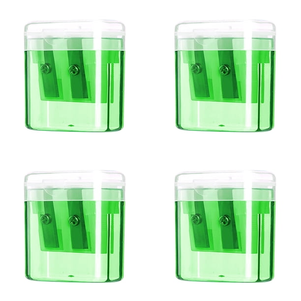 Fiudx Sacapuntas de Doble Agujero, Hojas de Acero Al Carbono, Contenedor Transparente Antifugas para Virutas, Diseño Ovalado, Portátil y Fácil de Transportar, Material Escolar y de Oficina, Juego de
