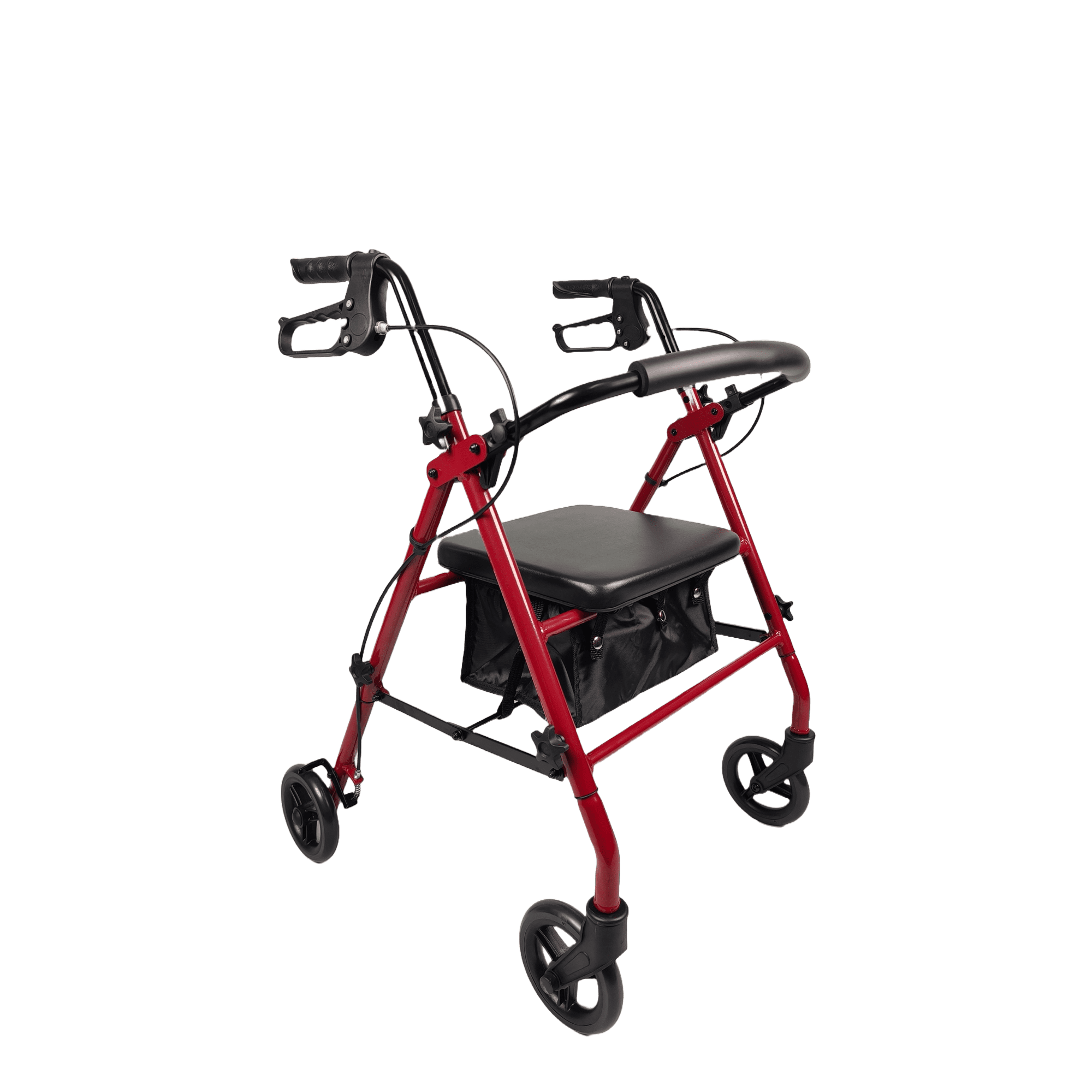 iLIVING ILG-800R Burgundy Rollator Walker – Heavy Duty Frame, Adjustable Height, Easy-Fold Design and Smart Brake Lock for Adults