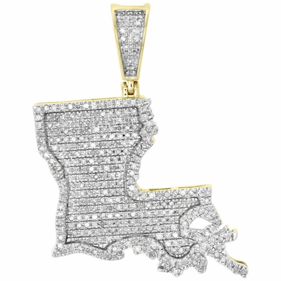 Samaya Round White, Lab-Created Diamond Louisiana State Map Necklace Pendant, Silver-Plated, 3 ct. t.w., 1-Count