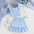 thumbnail image 2 of LUOGENLI Little Girl Outfits Size 10 Toddler Girls Summer Fly Sleeve Solid Tops and Skirts 2pcs Outfits Clothes Set for Children Clothes Toddler Girls Summer Outfits 4T-5T Summer 9-10 Years, 2 of 3