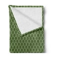 thumbnail image 2 of Green Soft Flannel Fleece Blanket, Vivid Forest Natural Colored Geometric Wave Like Round Edged Shaped Image, Cozy Plush for Indoor and Outdoor Use, 70" x 90", Olive Green and White, by Ambesonne, 2 of 5