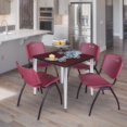 thumbnail image 3 of Regency 30 Square Breakroom Table- Mahogany Top, Chrome Base, 4 M Stack Chairs- Burgundy, 3 of 10