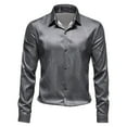 thumbnail image 2 of Penkiiy Men's Print Button Down Dress Shirt Fashion Long Sleeve Casual Shirts Gray Clearance, 2 of 4