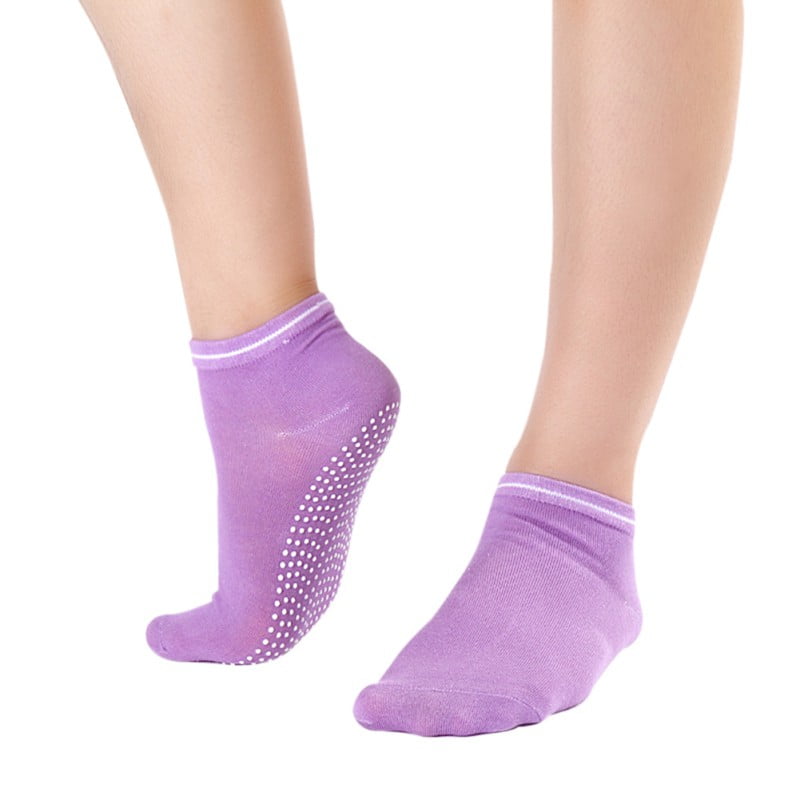 Eleusine Yoga Socks Non Slip Skid Pilates Barre Ballet Socks with Grips Cotton for Women Red