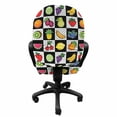 thumbnail image 3 of Black and White Office Chair Slipcover, Kitchen Fruits and Vegetables Nature with Dots Chess Squares Art Design, Protective Stretch Decorative Fabric Cover, Standard Size, Multicolor, by Ambesonne, 3 of 5