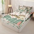 thumbnail image 3 of Manfei Cute Bath Cat Zipper Queen Comforter Set with Fitted Sheet and 2 Pillowcases, Retro Cherry Blossom Zipper Bedding Set, Green Pink, Polkadot Reversible, 4-Piece, 3 of 7