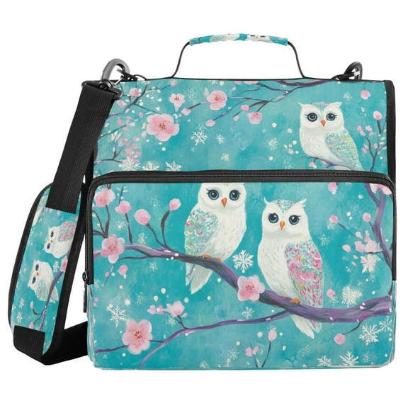 YAZAOO Zipper Binder trapper keeper Documents Organized Design Whimsical Owls in Spring Printed