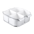 thumbnail image 3 of Cesta de drenaje dividida, bandeja de drenaje para ollas calientes, cesta de drenaje portátil para lavar vegetales, colador de alimentos para pícnic Blanco, 3 of 9