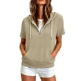 thumbnail image 3 of Breezora Women's Lightweight Short Sleeve Hoodie Slim Fit Casual Sweatshirt for Summer Outings, 3 of 6