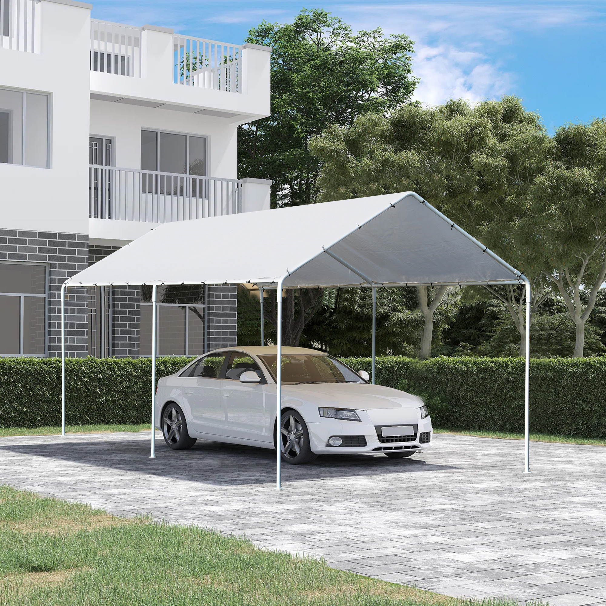 CL.HPAHKL Carport Canopy 10x20 Metal Outdoor Car Port with Cover, Portable RV Carport Kit Car Tent Garage for Party Wedding Garden Storage