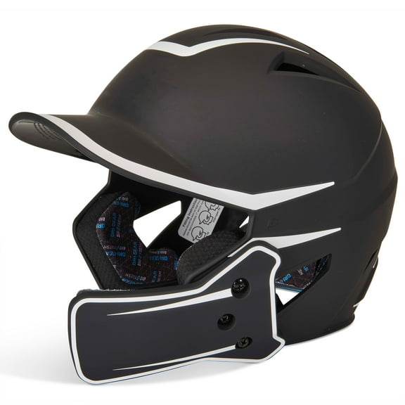 Champro Sports HX Legend Plus Youth Batting Helmet W/Universal Jaw Guard Black/White 6 1/2 - 7