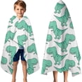 thumbnail image 3 of LightGreen Cartoon Dinosaurs Pattern Hooded Bath Towel，60"x35" for Ages 3 To 12 Kids, Quick Dry Lightweight Soft Microfiber Hood Beach Towel Cover Up for Kids, 3 of 7