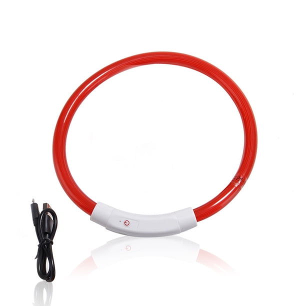 PETS COLLAR LED LIGHTING Suministros para mascotas Ajustable USB Carga Luminosa Pérdida Luminosa Accidentes Cuellos de Luz Collars Safetal para al aire libre Pequeño Rojo Guardurnaity HA010373-18