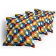 thumbnail image 5 of Ambesonne Modern Throw Pillow Cover 4 Pack, Watercolor Ring Shapes, 20", Orange Blue, 5 of 7