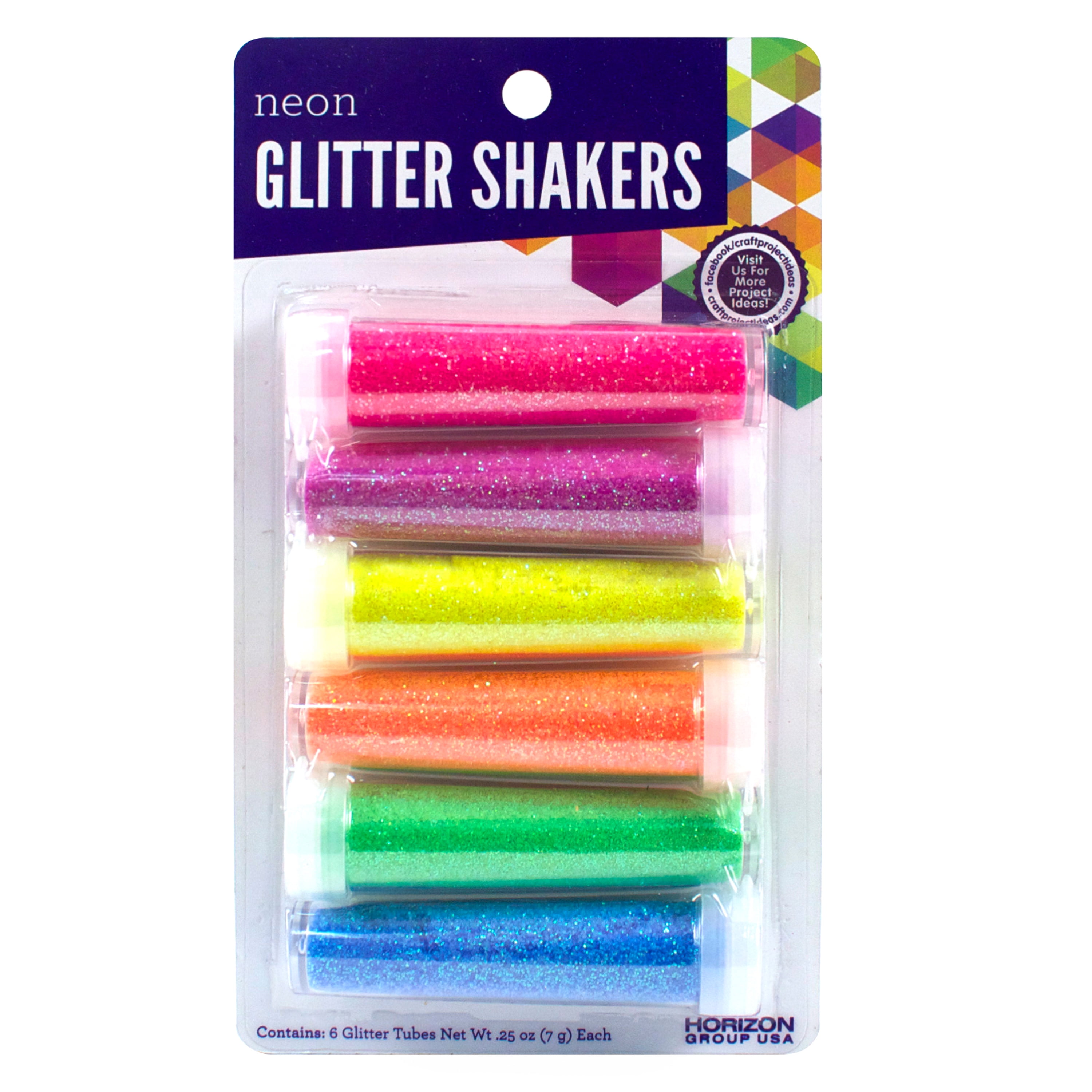 Go Create Assorted Neon Glitter Shakers, 6 Pack