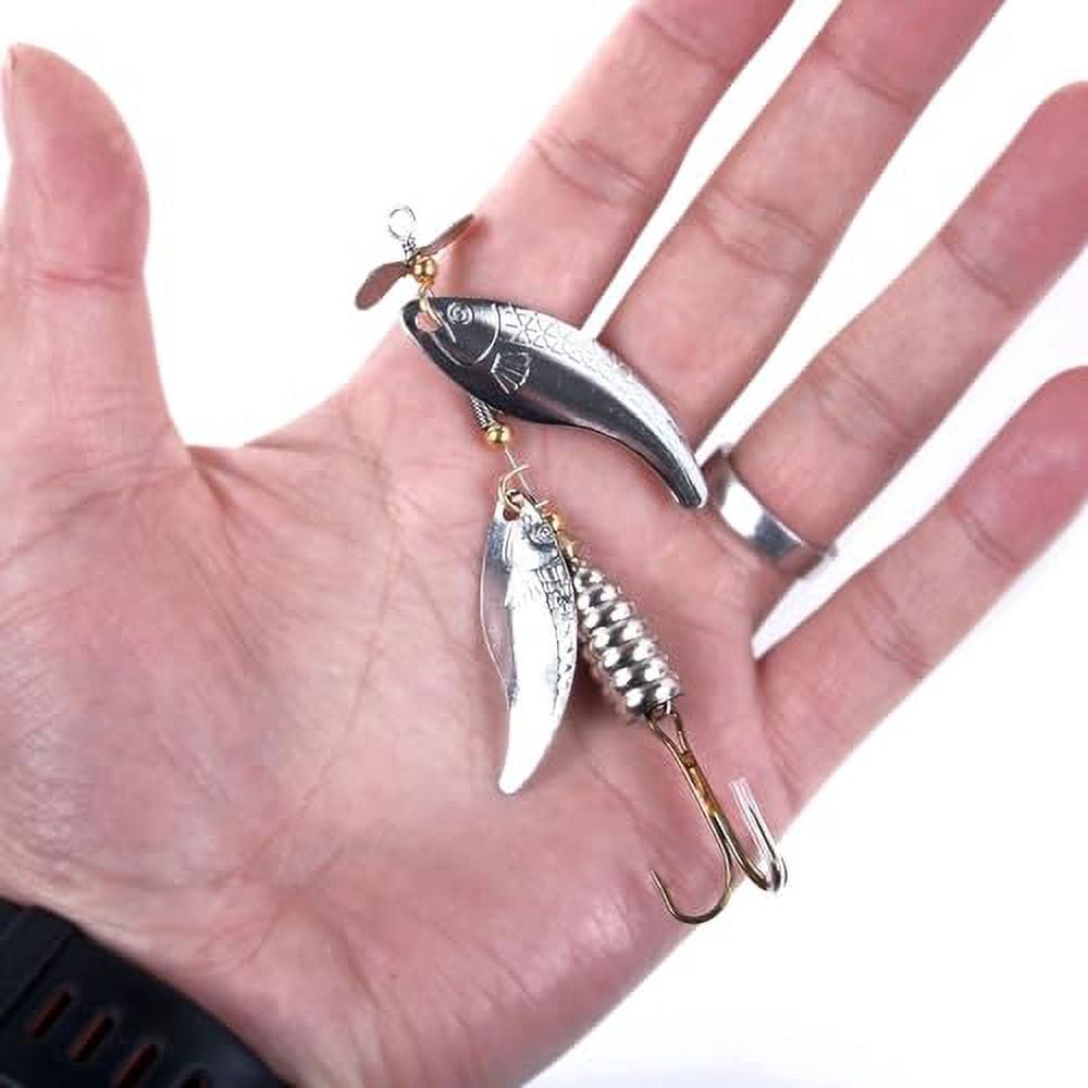 Fishing Lure Spinnerbaits, Bass Salmon Trout Hard Metal Spinner Baits Kit, HENGJIA 5PCS Fishing Spinner Kit Fishing Lures for Lake River Fishing,3.94in/0.51oz