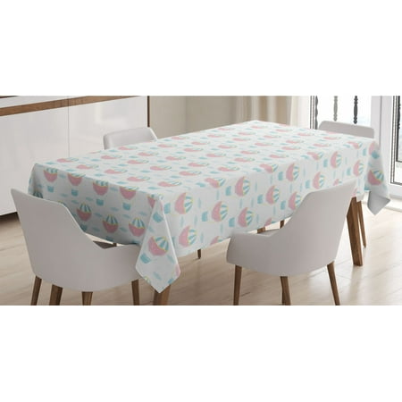 

Pastel Tablecloth Memories Themed Along Retro Aircraft at Sky Flying High Adventure Rectangle Satin Table Cover Accent for Dining Room and Kitchen 60 X 90 Pale Blue and Blush by Ambesonne