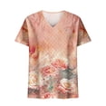 thumbnail image 7 of YOIAVAIOY Women's Lightweight Floral Printed Blouses V Neck Short Sleeve T Shirts Summer Casual Loose Dressy Outfits Multicolor XL, 7 of 7