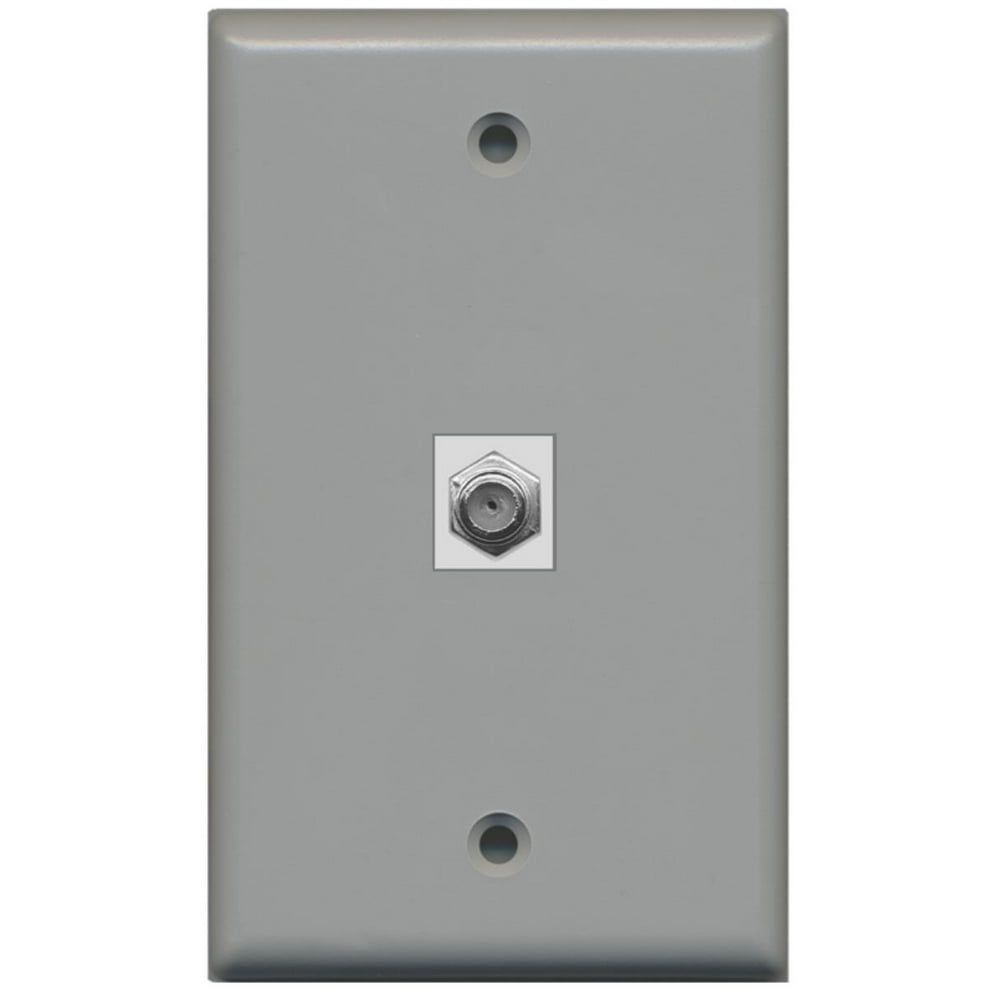 RiteAV Coax Cable TV Wall Plate 1 Gang Flat Gray