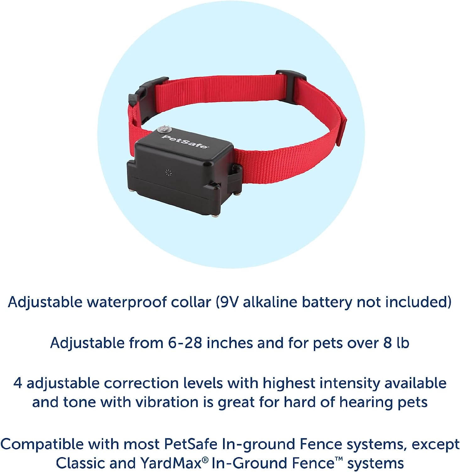 PetSafe PRF-275-19 Stubborn Dog Underground Fence Receiver Collar - Waterproof  - Tone - Vibration & 4 Correction Levels for Dogs 8lb & Up - Includes eOutletDeals Pet Travel Bowl