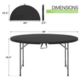 thumbnail image 2 of Magshion Round Folding Table, 5.5ft Portable Plastic Table with Handle, Foldable Party Banquet Table for Camping Dining Outdoor Picnic, Black, 2 of 11