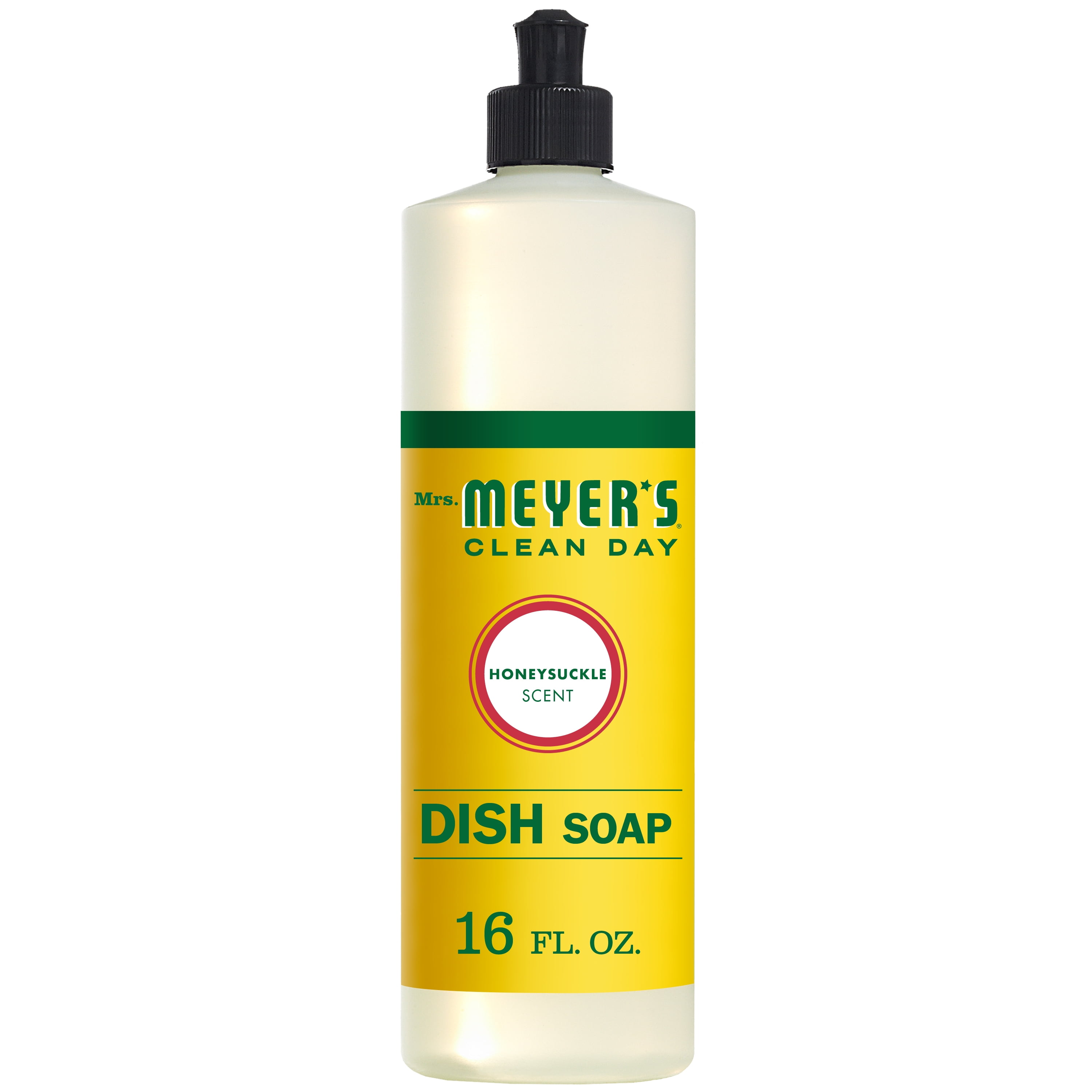 Mrs. Meyer's Clean Day Liquid Dish Soap Bottle, Honeysuckle Scent, 16