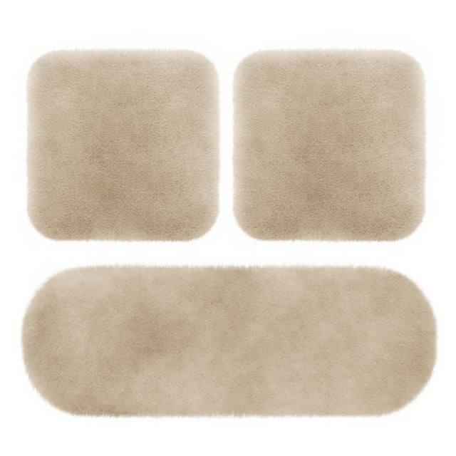 Birdeem 3 Sets Car Front Seat Cushion, Soft Warm Faux Rabbit Winter Auto Seat Cover, Plush Vehicle Seat Protector Pad with Non-Slip Backing, Car Accessories