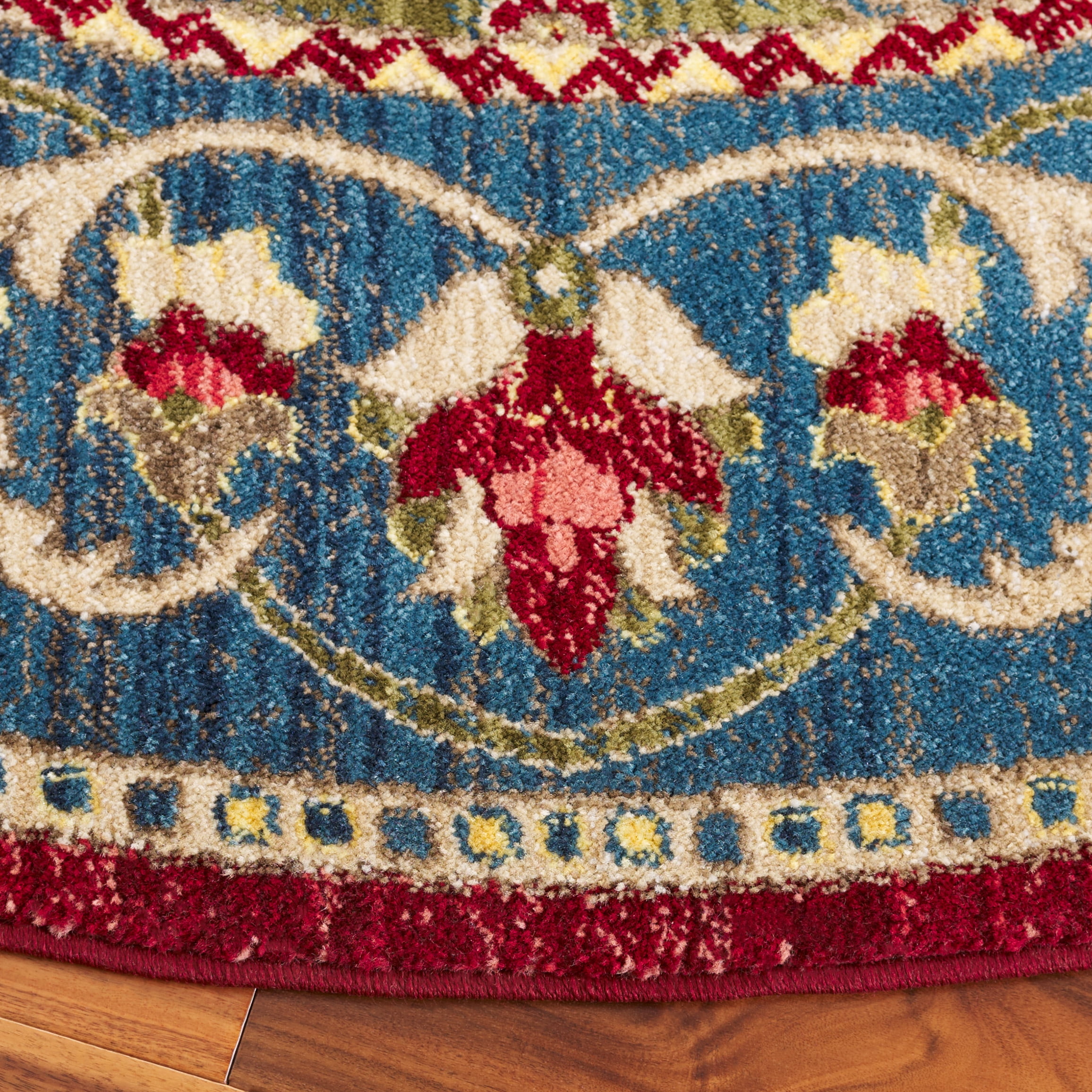Safavieh Kashan Vincent Oriental Area Rug, Red/Blue, 3'3" x 3'3" Round