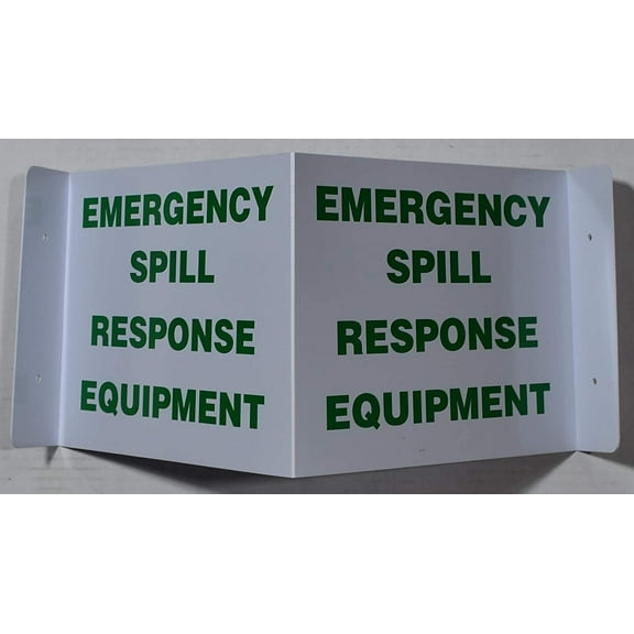 Emergency Spill Response Equipment 3D Projection Sign/Emergency Spill Response Equipment Hallway Sign (White/Green,Plastic,7x9)-Les Deux cotes line (ref-2201)