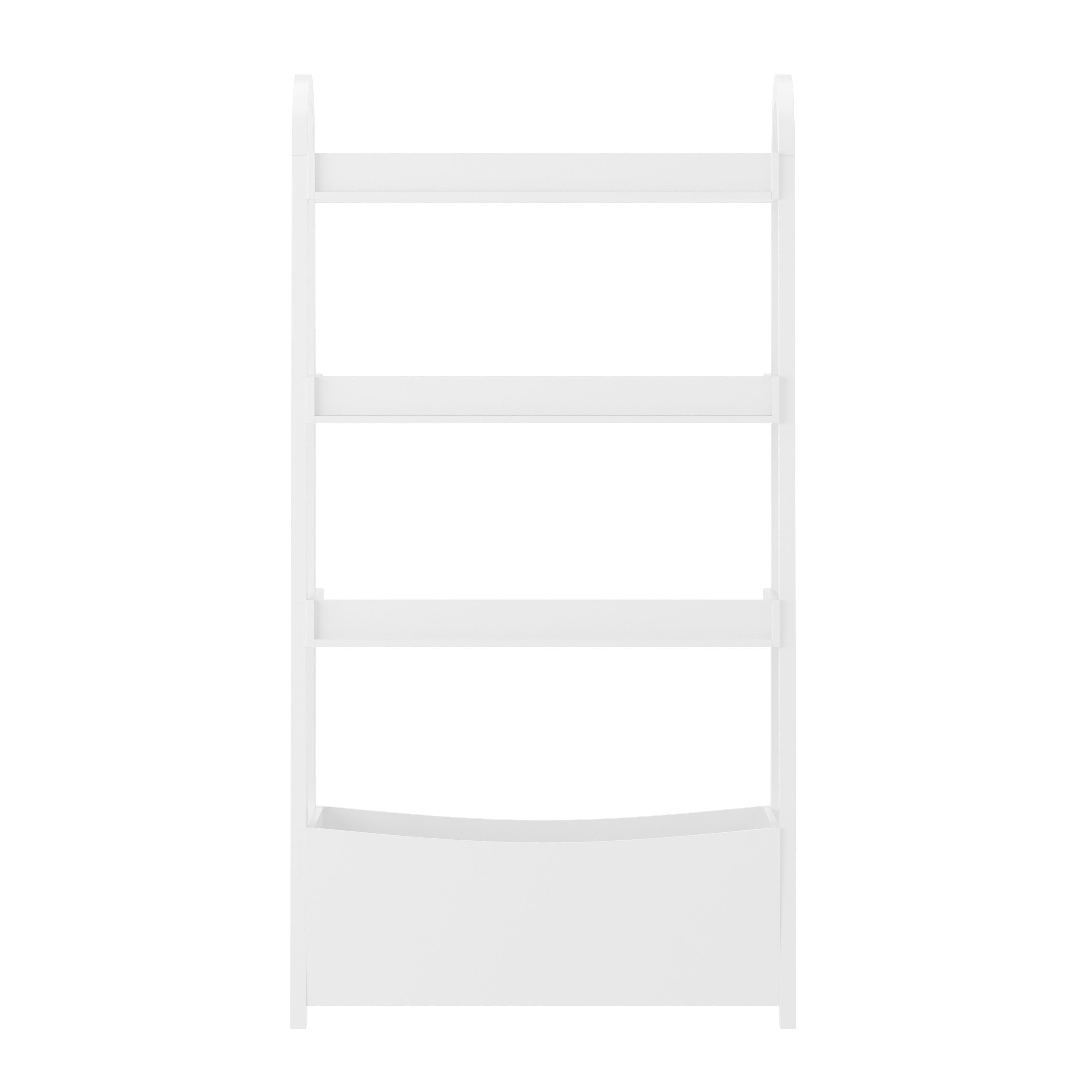 Buzz & Bloom Kids Open-Style Engineered Wood Bookshelf with 3 Shelves and Bottom Storage Bin, White