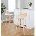 thumbnail image 3 of LumiSource Black Metal, Natural Wood, Cream PU Folia 30" Fixed-Height Barstool - Set of 2, 3 of 6