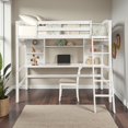 thumbnail image 2 of Tcbosik Loft Bed Twin Size with Shelves and Desk, Bed Frame with Ladder and Guardrail for Bedroom, Dorm, Wood Slats Support, White, 2 of 9