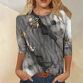 thumbnail image 1 of EQWLJWE Liquidation d'Été! T-Shirts Graphiques à Manches 3/4 pour Femmes, T-Shirts d'Entraînement Col Rond Décontracté Gris TTG, 1 of 5