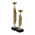 thumbnail image 6 of DecMode 2 Candle Gold Stainless Steel Metal Abstract Vertical Pipe Candle Holder with Black Marble Base, Set of 2, 6 of 12
